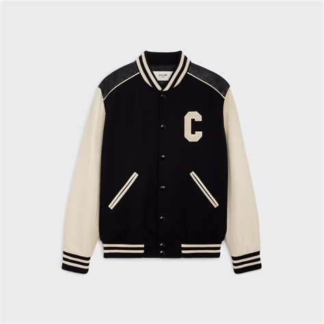 celine oversized wool teddy jacket|celine paris letterman jacket.